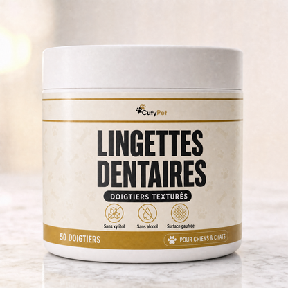 Pot de Lingettes Dentaires CutyPet — 50 doigtiers texturés pour chiens et chats