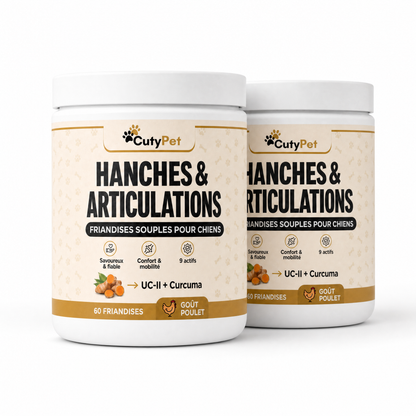 Deux pots de friandises CutyPet Hanches & Articulations