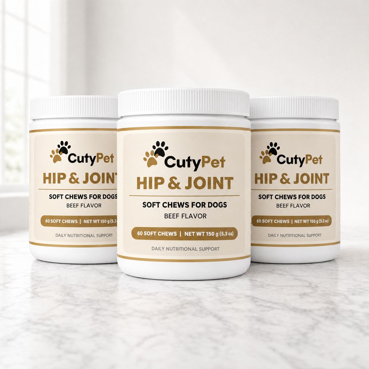 Trois pots de friandises CutyPet Hip & Joint