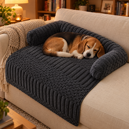 Protège-canapé anthracite avec beagle